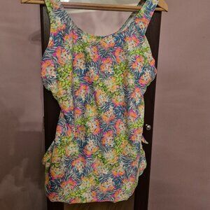 Sport Maxter One Piece Bathing Suit with Skirt Overlay